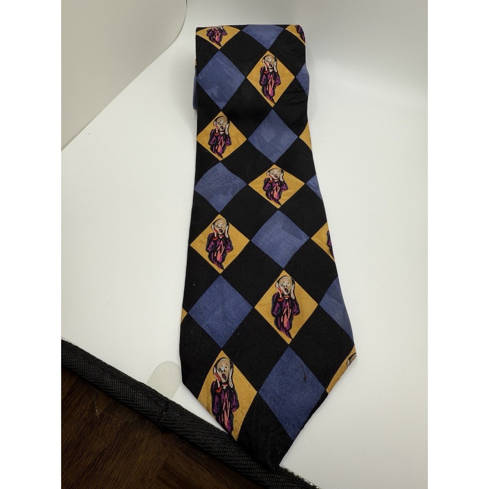Vintage 1995 Ralph Marlin The Scream Art Tie Silk‎ USA Made Munch Style